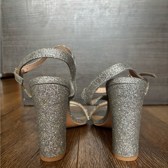 Silver Heels with Rhinestone Straps - Picture 4 of 6